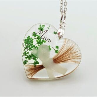 Bespoke Lock of Hair Keepsake with Flowers - Memorial Heart Pendant Locket - Loss of Loved One Jewellery