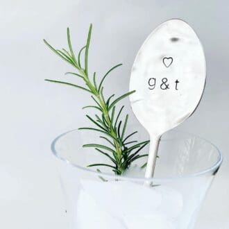 gin and cocktail stirring spoon