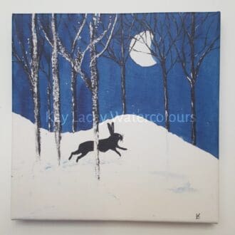Hare and Moon Art Canvas Print