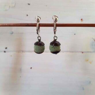 Copper and Green Lava Rock Clip On Earrings