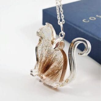 Cat Shaped Hair Necklace - Pet Fur Keepsake - Memorial Jewellery