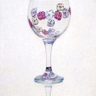 Hand-painted GIN glass ' spiral flowers ' 645ml