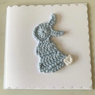 Crochet Blue Rabbit Greeting Card