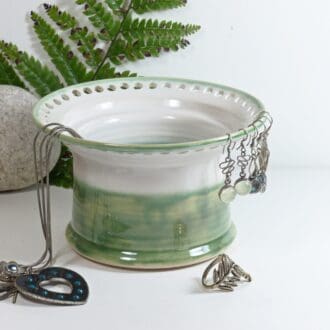 Gentle Forest Green Ceramic Earring Jewellery Bowl