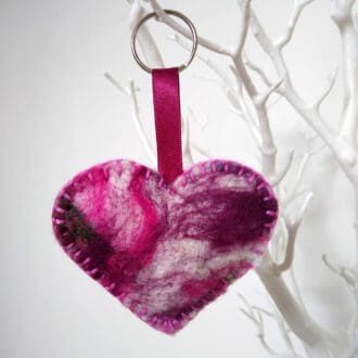 Mini Handmade Needle Felted Heart Keyring