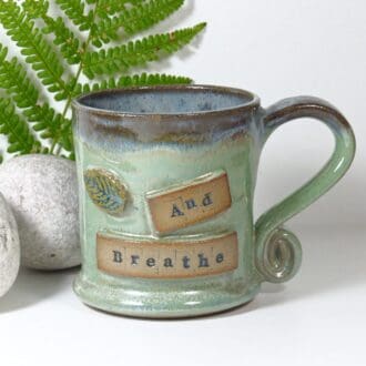 And Breathe Meditation Yoga Handmade Mug