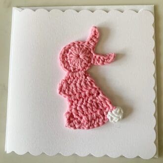 Crochet Pink Rabbit Greeting Card