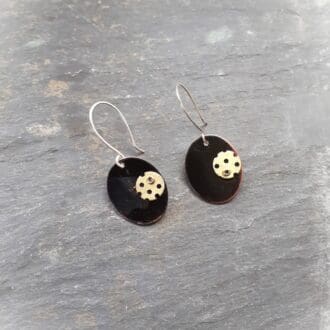 copper and brass oval drop earrings