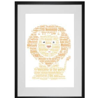 Personalised New Baby Lion Word Art Print