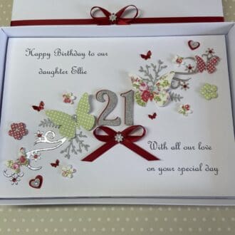 Personalised Handmade Birthday Card Gift Boxed Daughter Mum Granddaughter 21st 50th Any Age