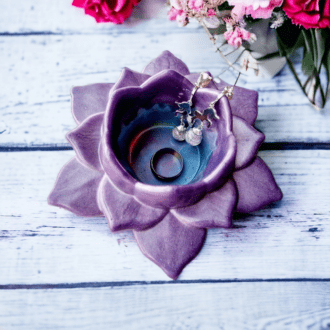 Lotus-trinket-dish-resin-purple teal