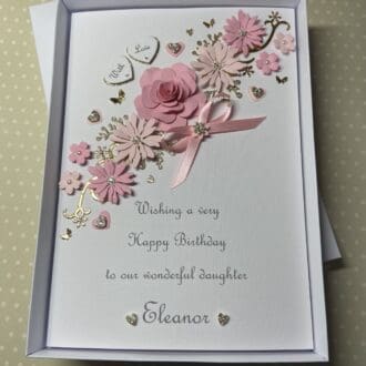 Personalised Handmade Birthday Card Daughter Wife Mum Gift Boxed Keepsake