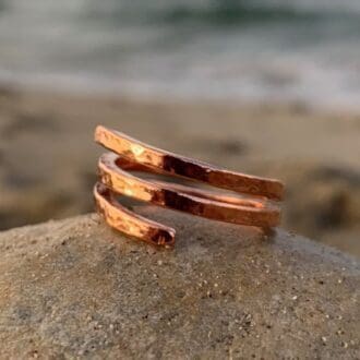 Hammered Copper Spiral Ring-min Copper Jewellery In The UK