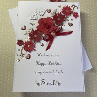 Personalised Handmade Birthday Card Daughter Wife Mum Gift Boxed Keepsake