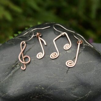 Handmade copper music note earrings - gift for music lover