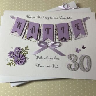 Personalised Handmade Birthday Card Gift Boxed Any Age Daughter Granddaughter Mum Wife Sister 18 21 30 40 50 60