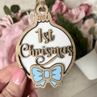 Baby boy’s first Christmas bauble 2024,1st Christmas decoration
