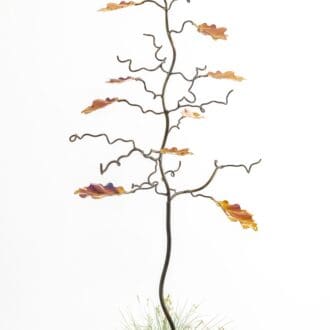 12 Oak leaf bird feeder tree stand and tree sculpture with colourful oak leaves, memorial tree gift, personalised family tree, pets memory.