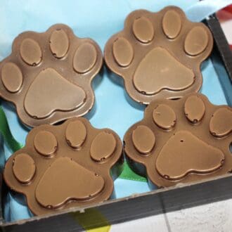 Dark chocolate dog paw prints - vegan friendly