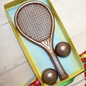Milk Chocolate Tennis racket and Tennis balls