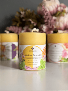 Spring Equinox & Waxing Half Moon Candle | Pure Beeswax | Essential Oil Scent