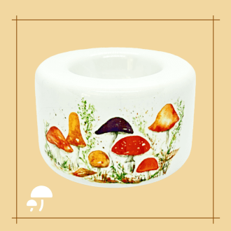 Fungi artwork on ceramic tealight holder