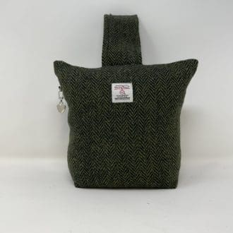 Harris Tweed® Doorstop – Green and Navy Herringbone, Handcrafted Luxury Zipped Wool Doorstopper