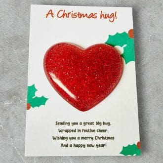 Pocket hug - Christmas heart - glitter gift.