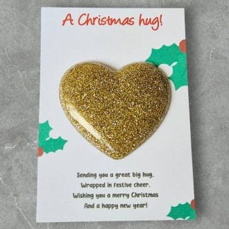 Pocket hug - Christmas heart - glitter gift.