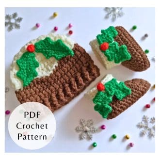 Christmas Pudding Baby Hat and Booties Pattern, delivered by email within 24 hours of purchase