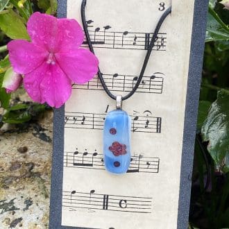 Copper and fused glass flower pendant
