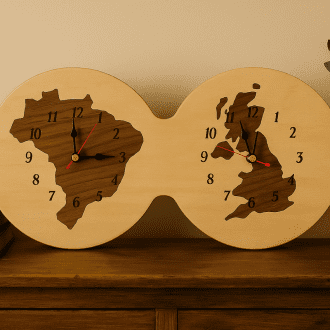 Custom Dual Time Zone Wall Clock with Country Choice