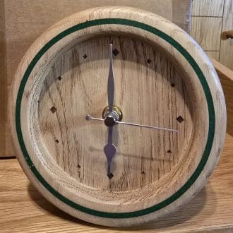 Hand-Turned Sweet Chestnut Mantle Clock with Green Resin Ring