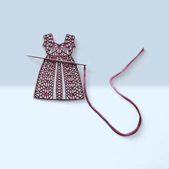 Wooden Needle Minder Engraved Dress Design
