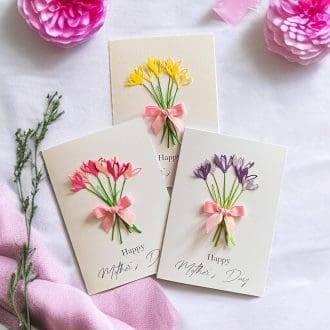 3D Floral Bouquet Greeting Card, Handmade Mother`s Day Card, Handcrafted Card for Mum, Custom Card for Mum