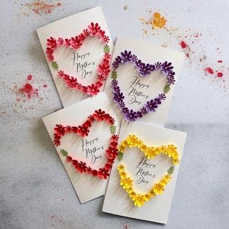 3D Floral Heart Mother's Day Card, Handmade Greeting Card for Mum, Special 3D Card for Her, Handcrafted Greeting Card