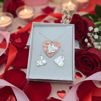 999 Fine Silver & Copper Necklace & Earring Set