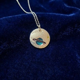 999 Fine Silver Planets Necklace With Painted Detailing