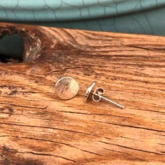 Bespoke recycled silver hammered round stud earrings made from your unwanted jewellery