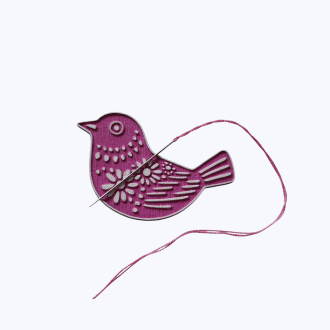 Pink Bird Needle Minder — Wooden Magnetic Needle Holder