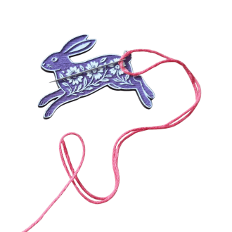 Purple Wooden Floral Hare Needle Minder