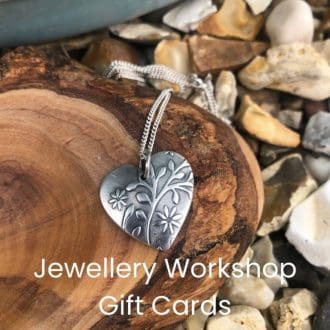 Silver jewellery making workshop gift card for workshops in West Cornwall.