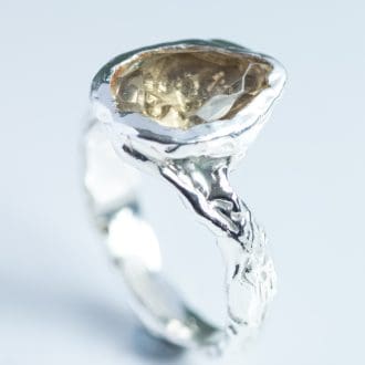 Narcissa | Lemon Quartz Statement Ring in Sterling Silver |Sculptural | Pear Cut Ring |One of a Kind |Handmade Jewellery