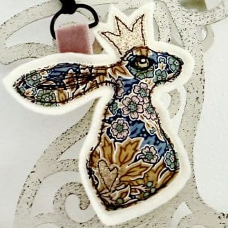 Pretty liberty floral print fabric handmade hare keyring or bag charm. Perfect accessory for keys and bags