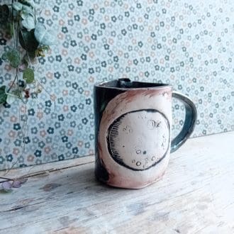 little or Mama moon metallic tea cup - stoneware ceramic pottery 2 sizes cup mug