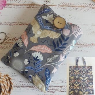 Owls Cotton Print Folding Tote Bag Shopper with Pouch